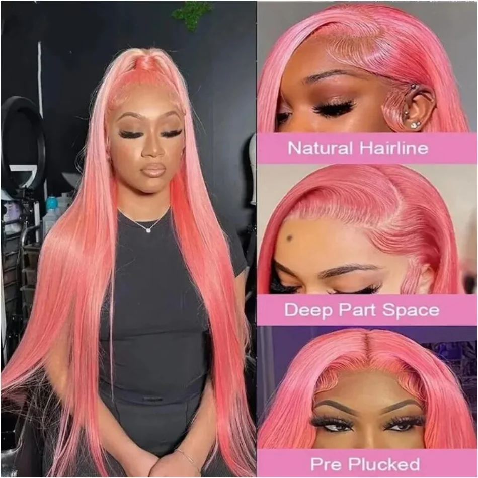 وردي فاتح 13x6 HD الدانتيل الجبهة الباروكات 100% شعر الإنسان للنساء العظام مستقيم البرازيلي 613 اللون 13x4 الدانتيل الباروكة الأمامية قبل قطعها