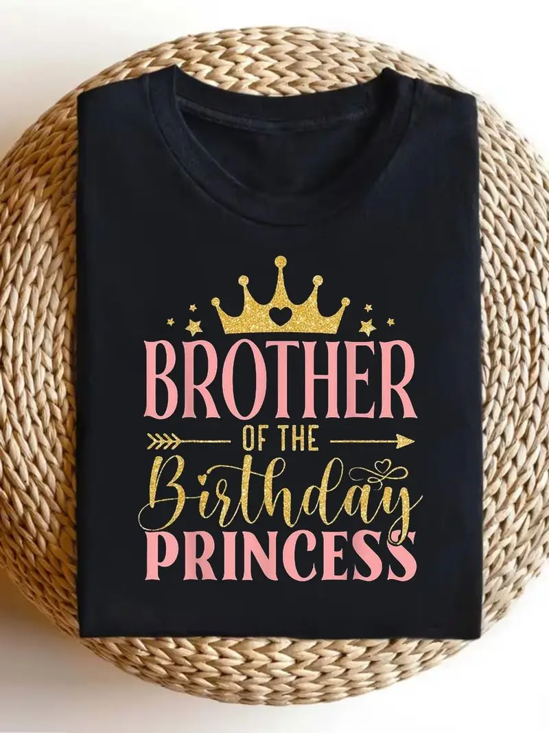 Women's Plus Size Graphic T-Shirt Funny Birthday Brother Graphic Tee For Birthday Gift Short Sleeve Casual Top Party Outfit 1Pc
