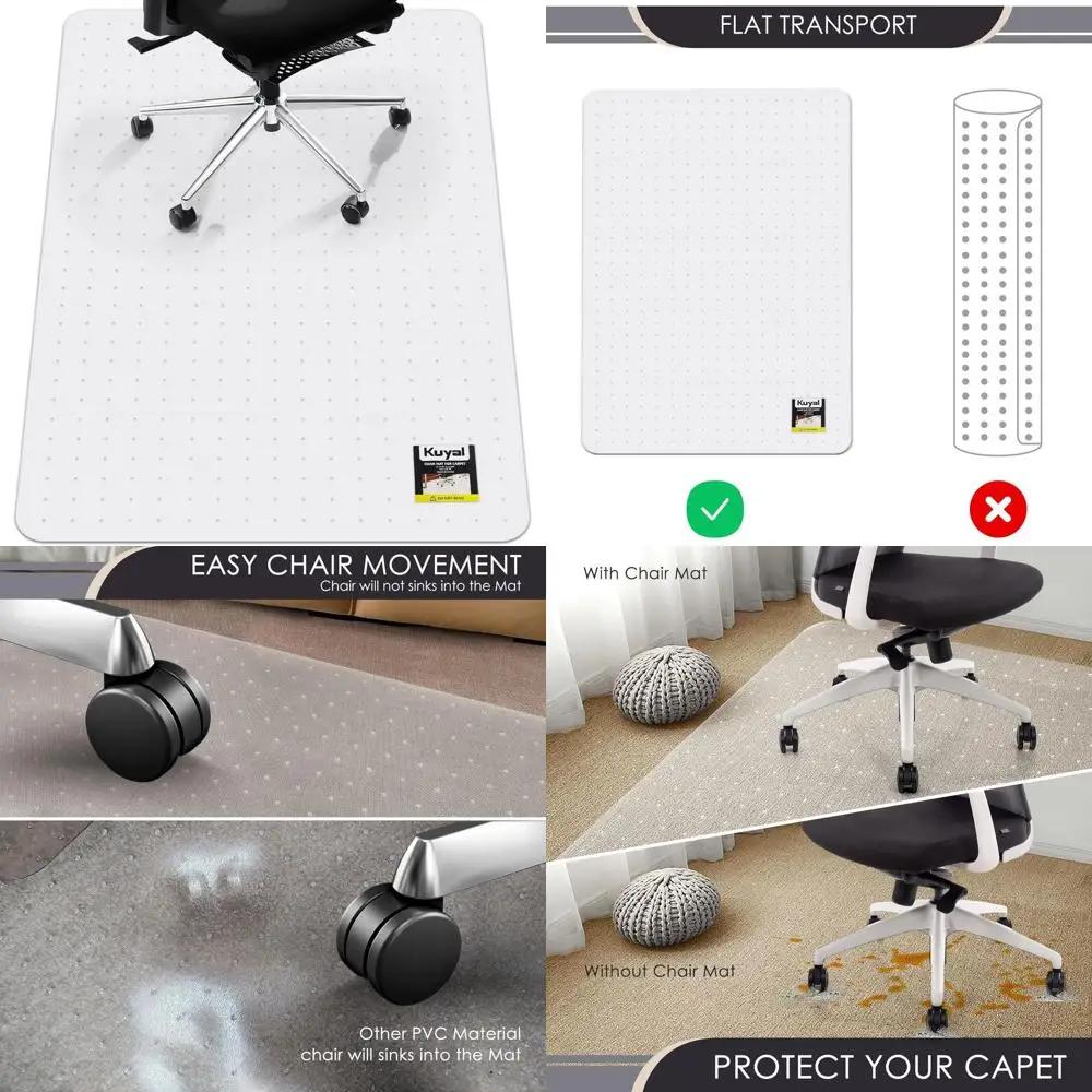 

Прозрачный сверхмощный коврик для компьютерного стула 36x48 для ковровых полов, легкая скользящая защита под столом