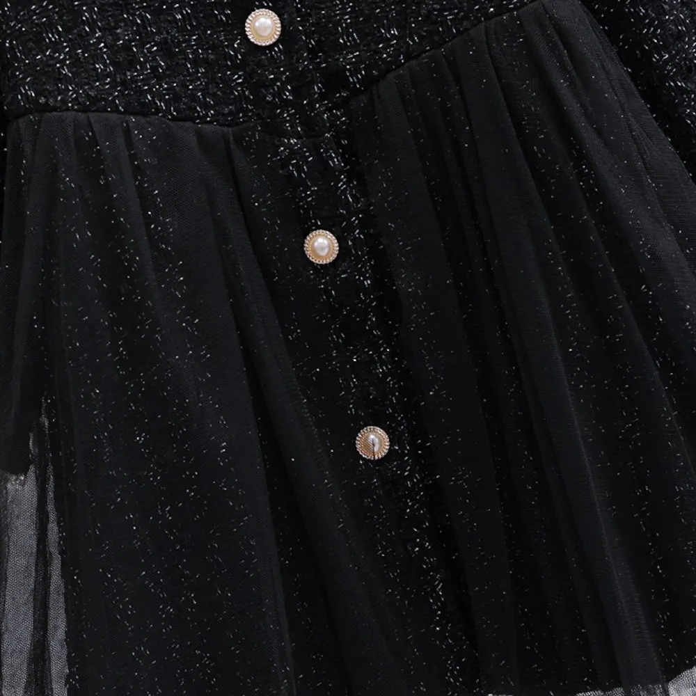 Kids Black Lace Dresses for Girls Outfits Party Dress Kids Princess Christmas Costumes Teenagers Children Clothes 6 7 8 10 Years