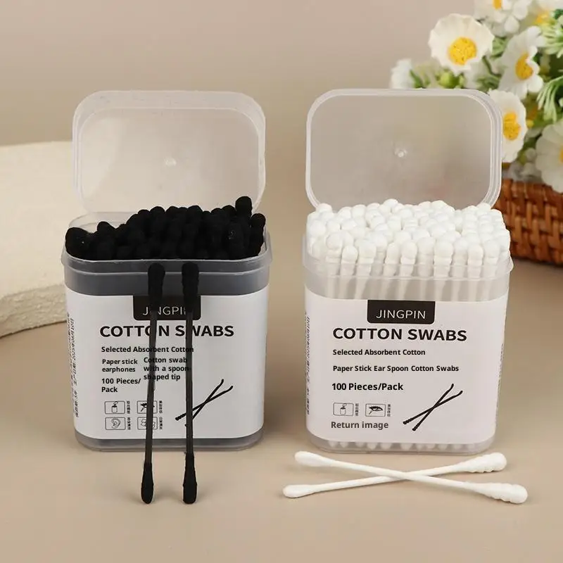 100 Teile/schachtel Doppel Kopf Baumwolle Tupfer Stick Ohr Löffel Ohr Sauber Make-Up Maniküre Baumwolle Tupfer Einweg Reinigung Werkzeuge