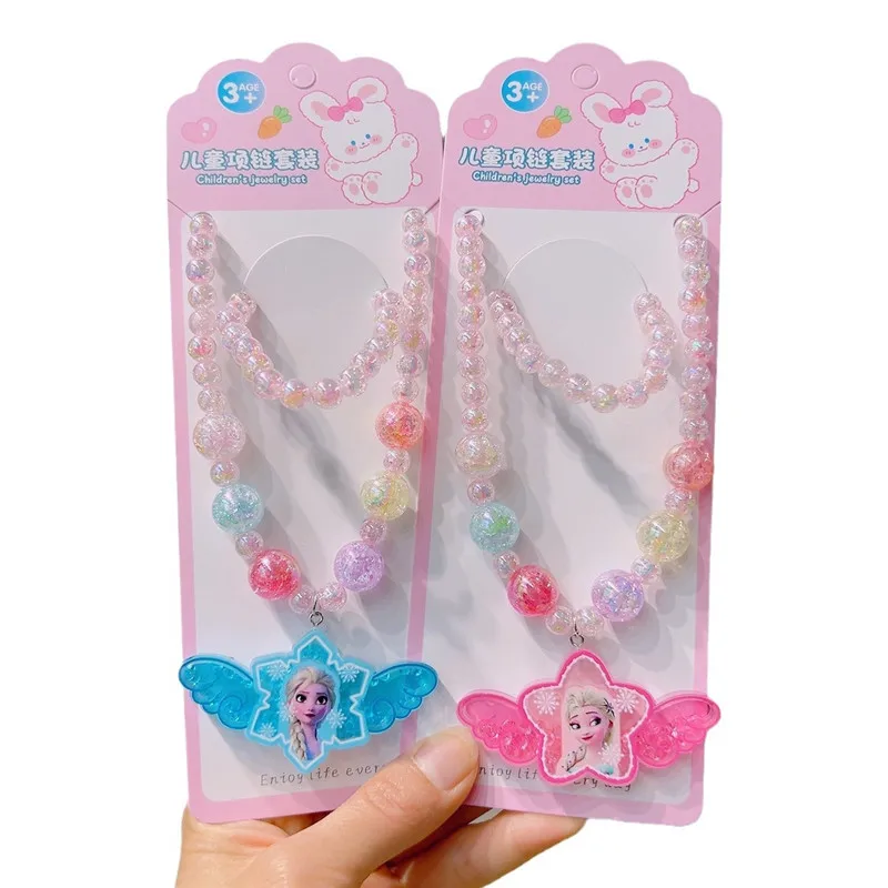 Colar Frozen Elsa Mochila com Luz, Princesa Série, Acessórios de Joalheria, Pérola Luminosa, Presente de Aniversário, Novo, 2024