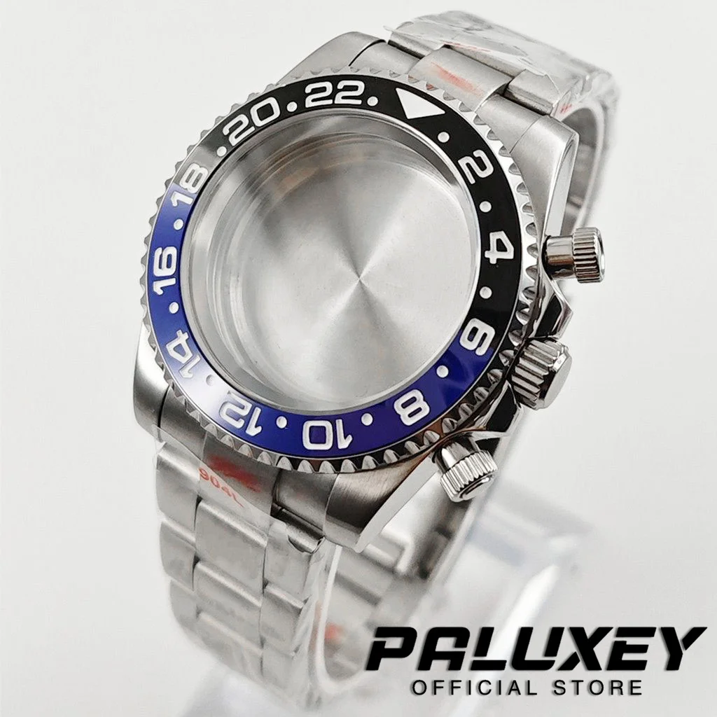 

Корпус для часов VK63, 40 мм, черный с синим безелем GMT, браслет Oyster, сапфировое стекло, для кварцевых механизмов VK63A VK64, аксессуары для наручных часов