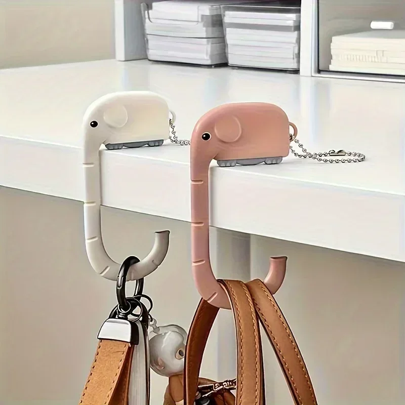 1 Cute Elephant Creative Desk Side Hanging Bag Hook, Portable and Detachable Office Storage Hook, Multifunctional Wardrobe Hook view 2