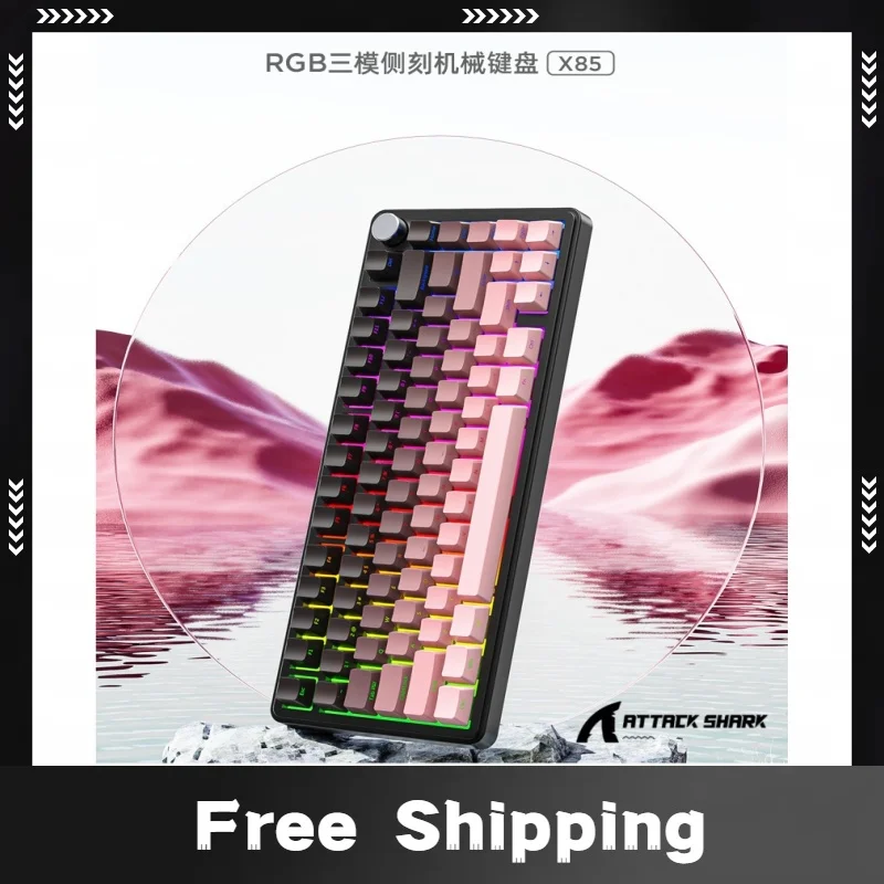 

Attack Shark X85 Mechanical Keyboard RGB 3 Mode Wireless Bluetooth Hot-Swappable Sideway Keycaps Gaming Backlight Aluminum PC