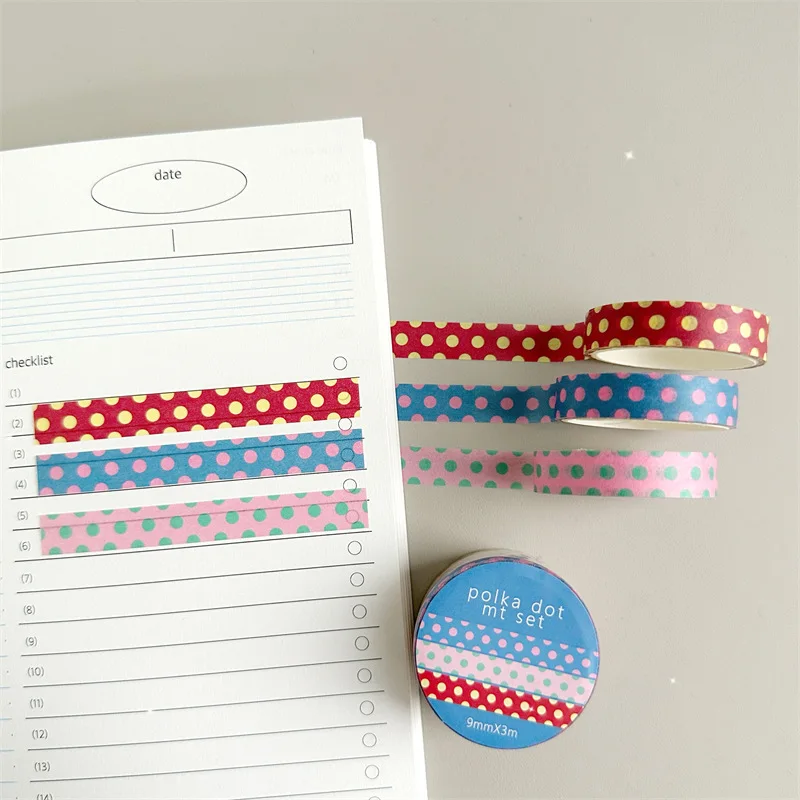 الكورية Ins 3 لفة مجموعة نقطة القلب الديكور لاصق ملصقات لطيف مجلة سكرابوكينغ كلية المواد الشريط