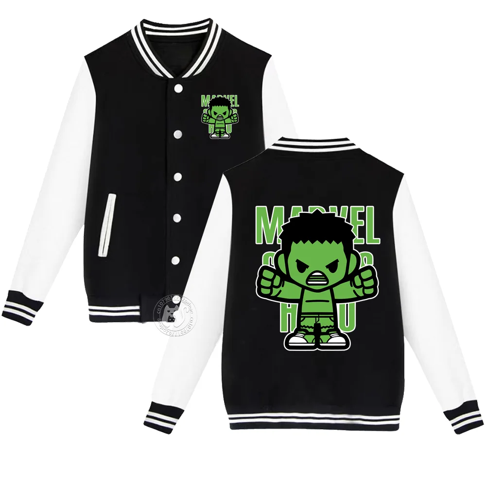 

Kids Superhero Mini Hulk Printed Fall/Winter Boys & Girls Baseball Uniform Cardigan Jacket ages 2-14 Thickened thermal jacket