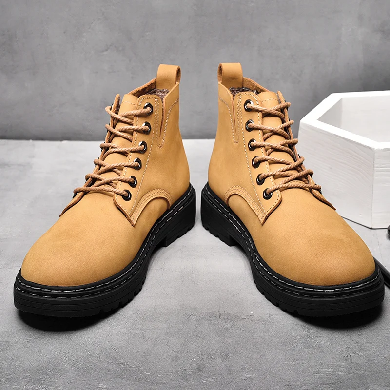 Golden Sapling Winter Boot for Men Genuine Leather Shoes Classics Men's Tooling Boots Handmade Retro Footwear Leisure Work Shoe