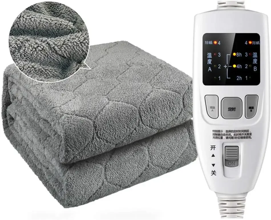 Electric Blanket, Heated Electric Over Blanket Soft Plush Blankets Electric Heated Throw Heated Blanket/Mattress Cover with Time