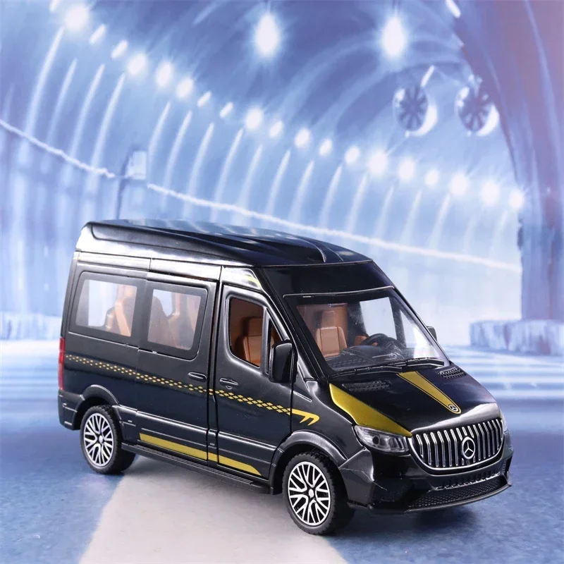 1:24 Mercedes-Benz Sprinter MPV Simulation Diecast Metal Alloy Model car Sound Light Pull Back Collection Kids Toy Gifts A466