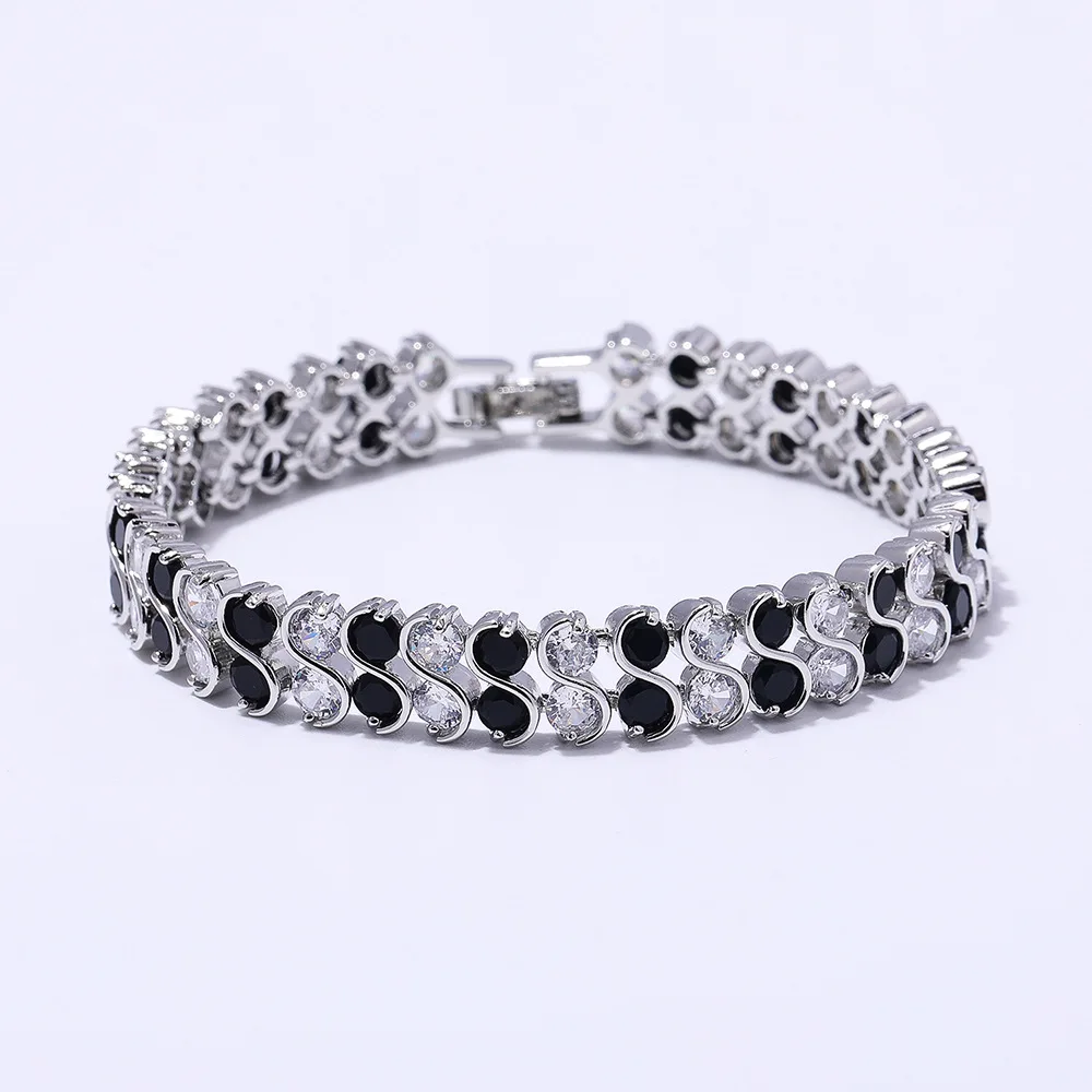 

HIBRIDE Popular Exquisite sliver color S-type Adjustable Bracelet Ring Set Women's Decorative Jewelry Wedding Ball Gift B202