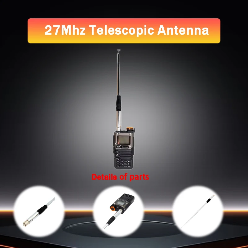 Walperforated Talkie-Antenne Télescopique CB Rétractable, Radio Portable à Gain ÉWer, Connecteurs BNC SMA-Femelle, 27MHz