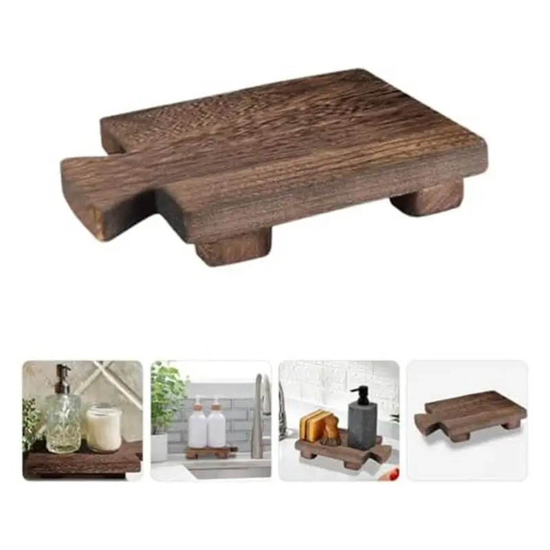 PROFESSIONAL USE-1 Piece Wood Pedestal Soap Stand Rectangular Soap Riser Bathroom Soap Dish Shampoo Holder Tray