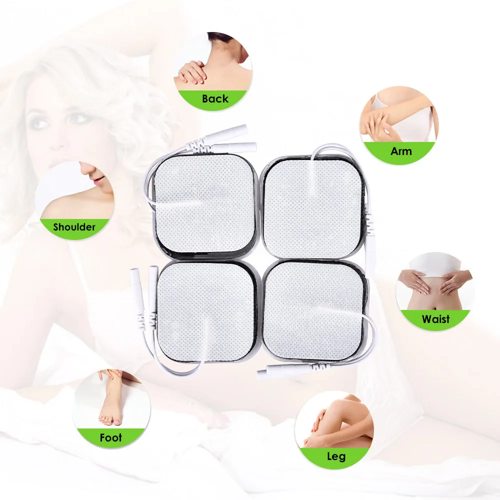 4x4cm 5x5cm Reusable Tens EMS Muscle Stimulator Self Adhesive Gel Patch Electrode Pads 2.0mm Non Woven Fabric Massager Stickers