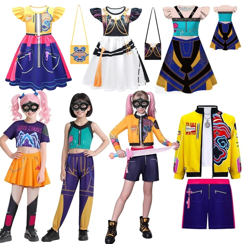 

Halloween Roleplay Outfits Children's Small Fly-sleeved Dress Carnival Party Clothing Children Cosplay Costume 3D Printing Dress