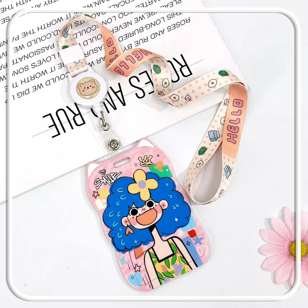 Student Id Card Holder Colorful Lanyard Card Holder Cat Ear Card Holder Practical For School Bus