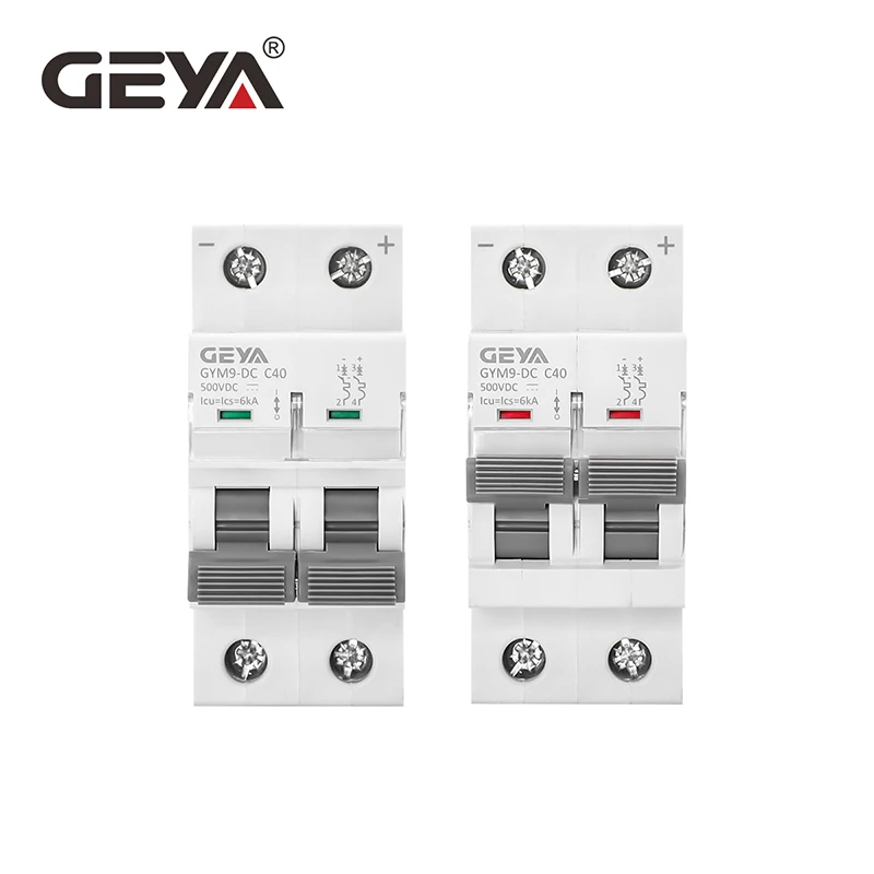 GEYA DC Circuit Breaker Solar Panels Switch Positive Negative Short Circuit 500VDC 10A/16A/20A/25A/32A/40A/50A/63A 6KA Breaker