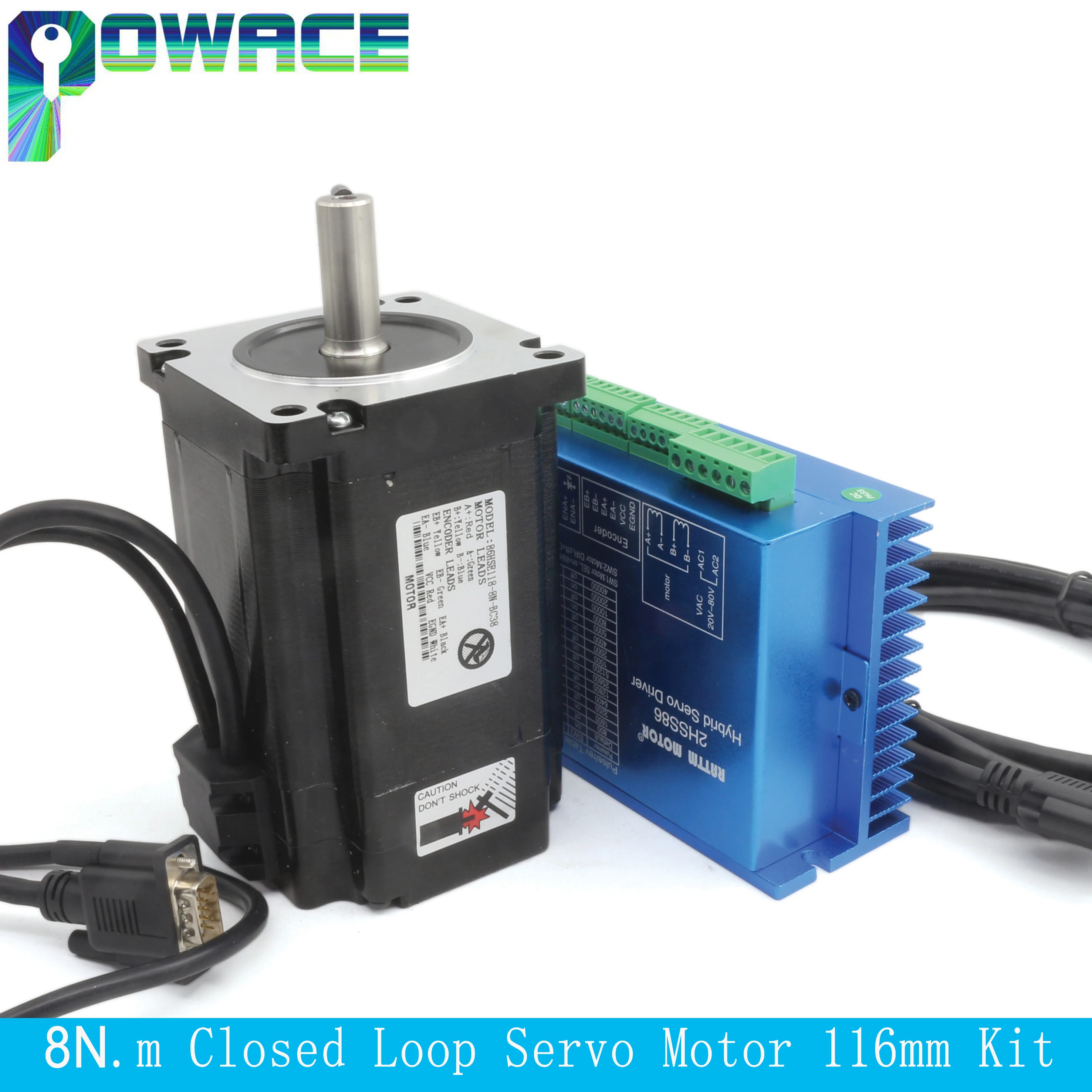 

8N.m Nema34 Closed Loop Servo Stepper Motor 116mm 8A 1230oz-in + 2HSS86 Driver CNC Controller Kit