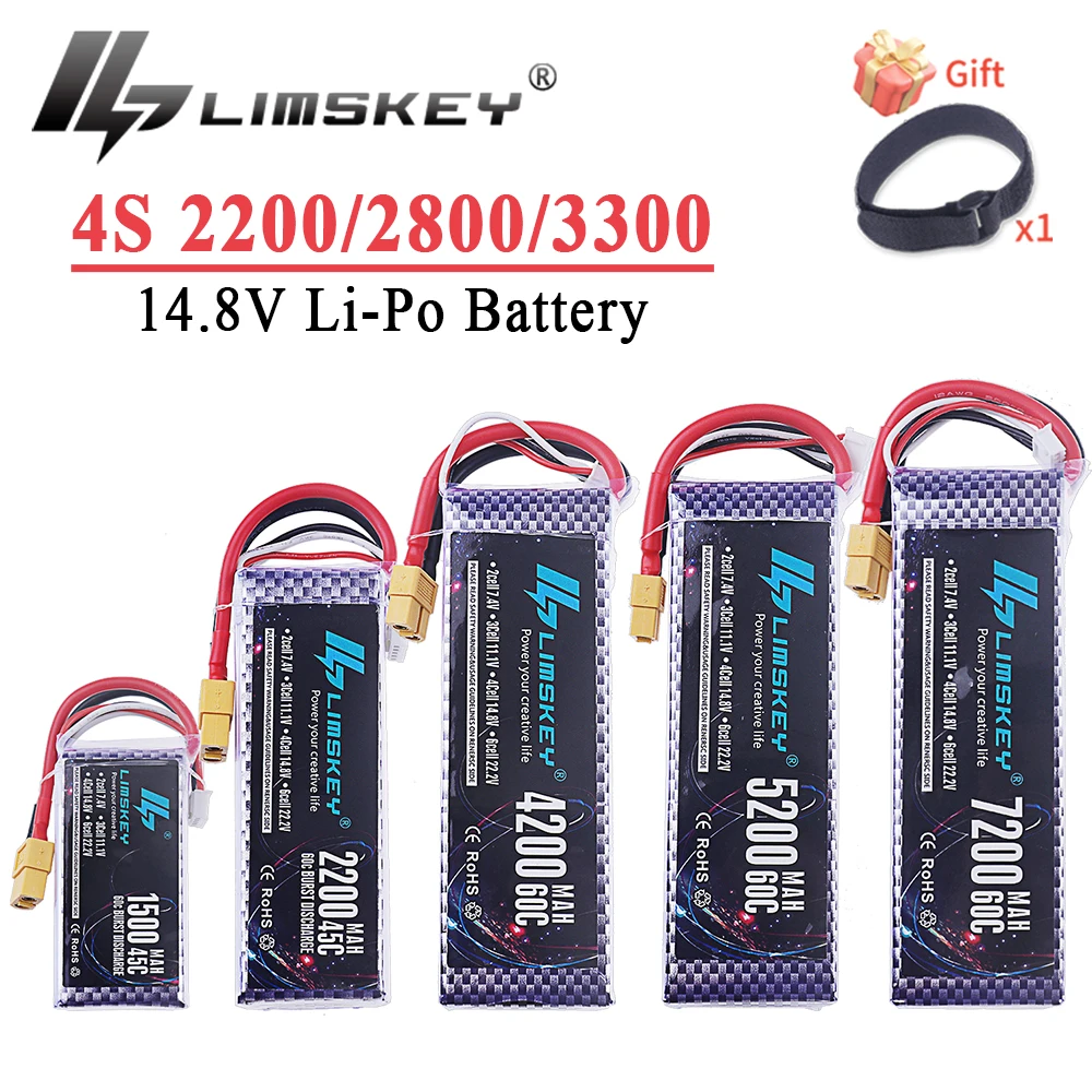 

4S 14.8V 45C 2200MAh 2800MAh 3300MAh 60C Lipo Battery for RC Car FPV Quadcopter Helicopter Drone Racing Model Hobby