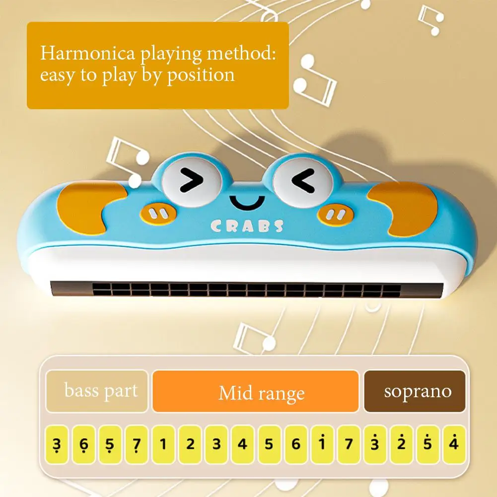 Mini gaita para crianças, brinquedos musicais infantis, educação precoce, instrumentos musicais cognitivos, fileira dupla, 16 buracos para crianças h0n9