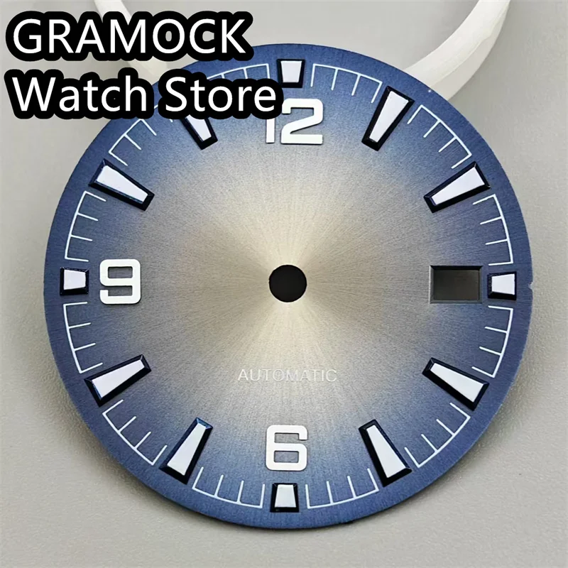 GRAMOCK 31mm Watch Dial Green Luminous Fit NH35 Movement Men\'s Watch Replacement Parts