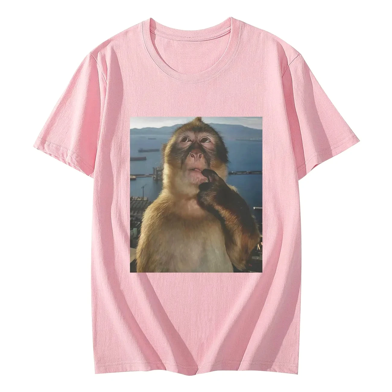 Damen Sommer Lustige Denkender Affe Meme Grafik Bedruckte Lässige Mode Trendige Streetwear Tägliche Kurzarm-Oberteile für Damen – Detail 4
