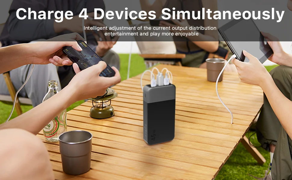 NOBIS 45W 20000mAh Powerbank Tragbares Ladegerät Schnellladender Akku 2*USB-C & 2*USB-A Digitalanzeige Kompatibel mit iPhone 18/17/16/15/14/13 Samsung S26/S25/S24/S23 – Detail 4