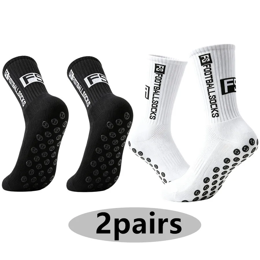 

2pairs men women non slip grip football rugby professional towel bottom breathable shockproof athletic socks