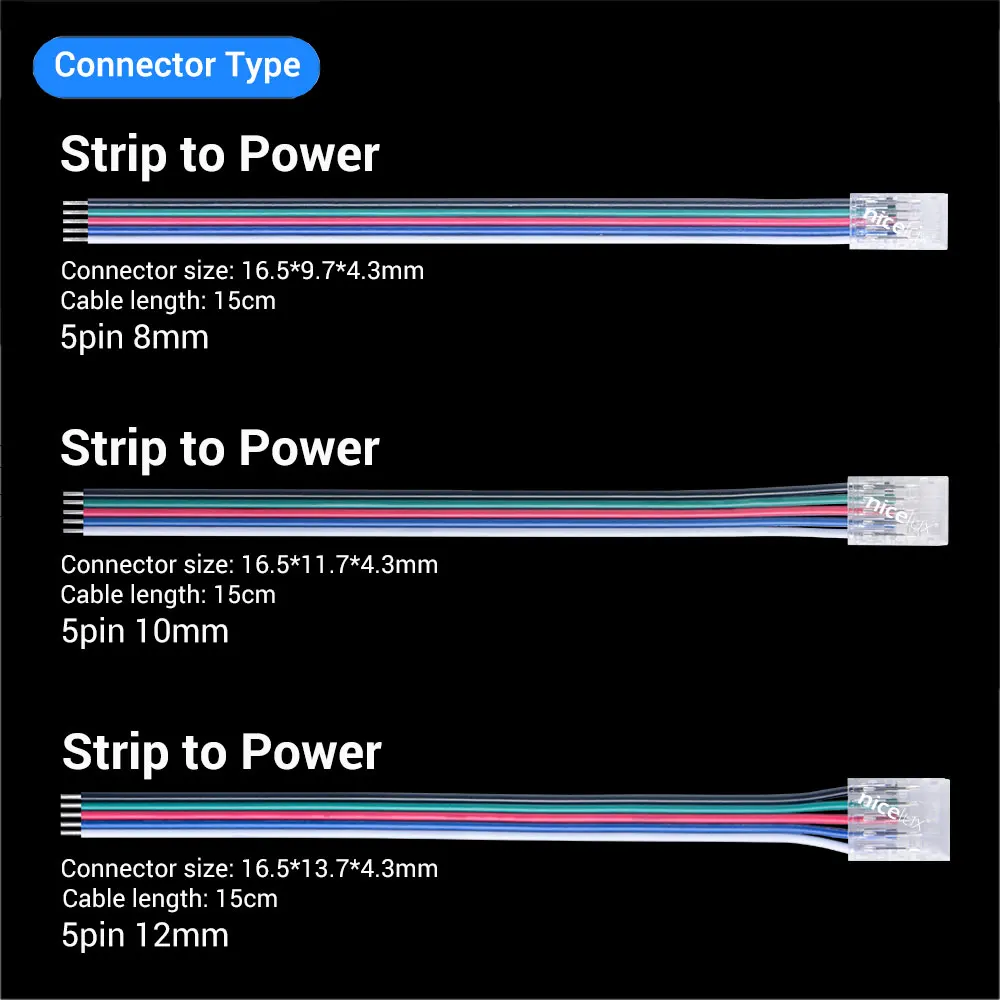 5Pcs Transparent Solderless Cover Connector 5Pin LED Strip Light RGBW Tape SMD 5050 Corner Connectors 5 Pin Connector Terminal