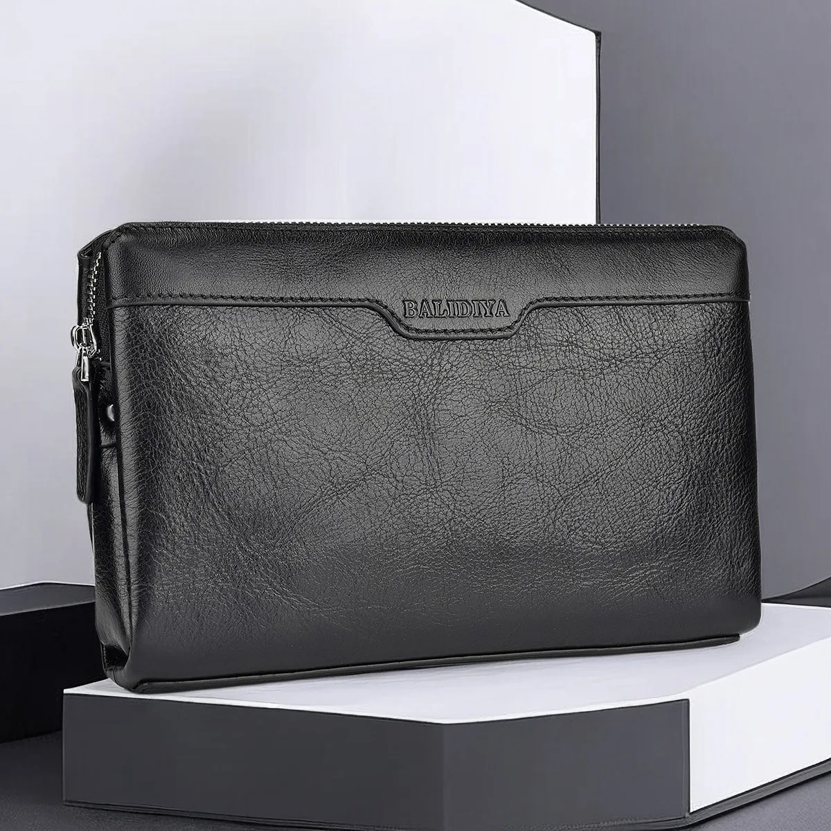Men's Genuine Clutch Oil Wax Portable Messenger Bag Leather Business Long Casual Multifunctional Large Handheld Luxury Wallet