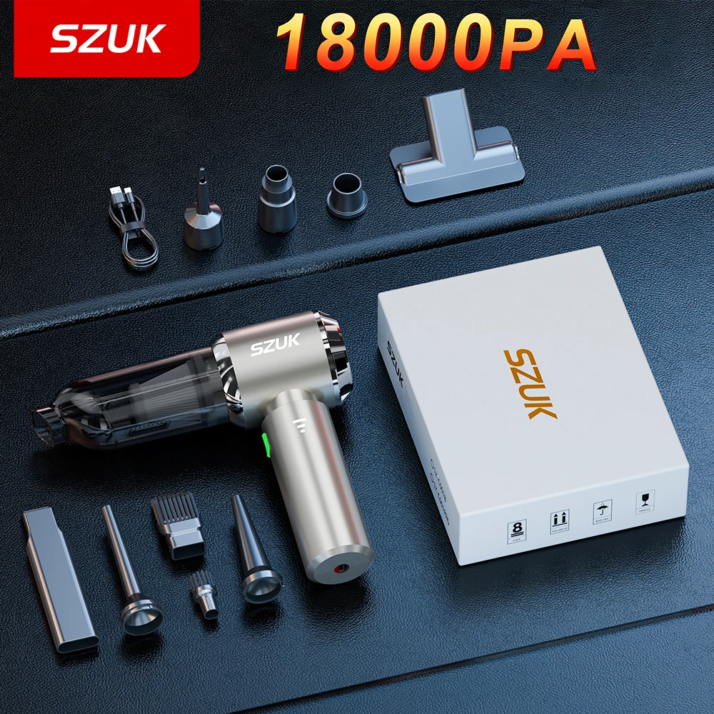 SZUK Car Vacuum Cleaner 18000Pa Powerful Mini Vacuum Cleaner Cleaning Machine Strong Suction Portable Handheld Wireless Cleaner