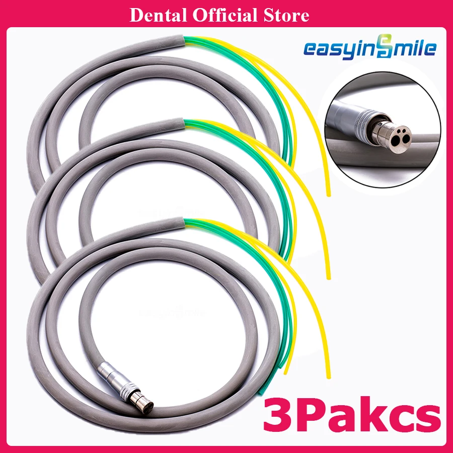 EASYINSMILE 3packs 4 Hole Dental Silicone Hose With Fitting For High/Low Speed Air Turbine Handpiece Dental Chair Accessoriess