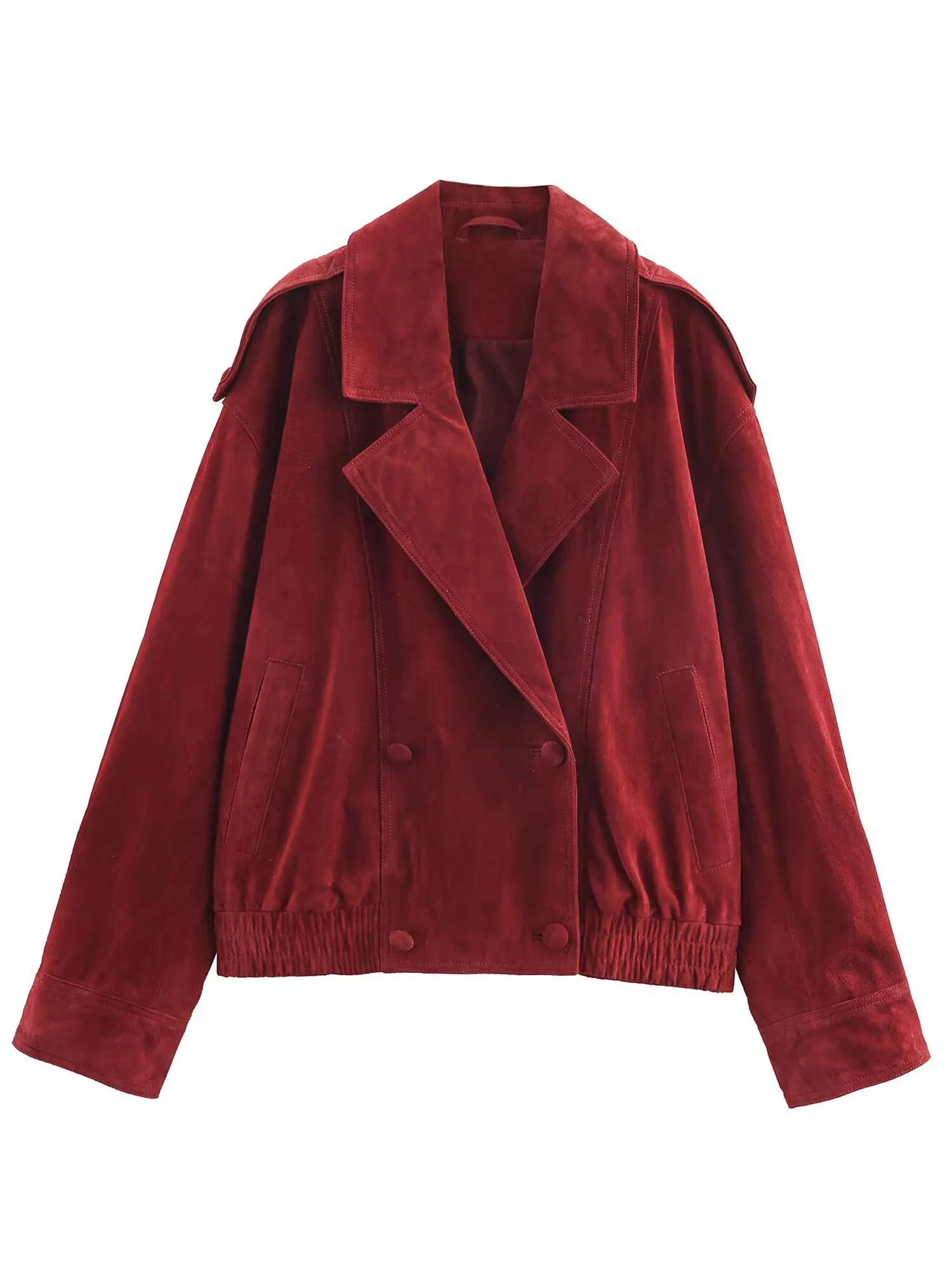 Spring 2026 Women's Velvet Feel FauxLeather Jacket Coat New Arrival Casual Loose Fit ort Outerwear Versatile Sle Regular Length