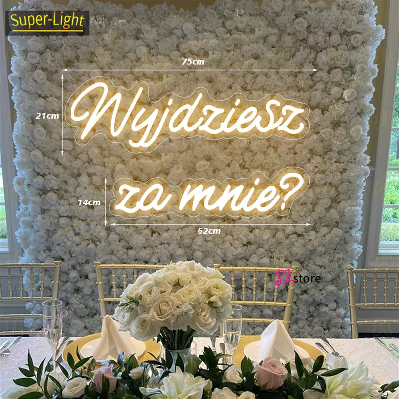 Big 75cm Wyjdziesz za mnie LED Neon Sign Custom Neon Light for Wedding Birthday Room Decoration Will you marry me Wed Light Sign