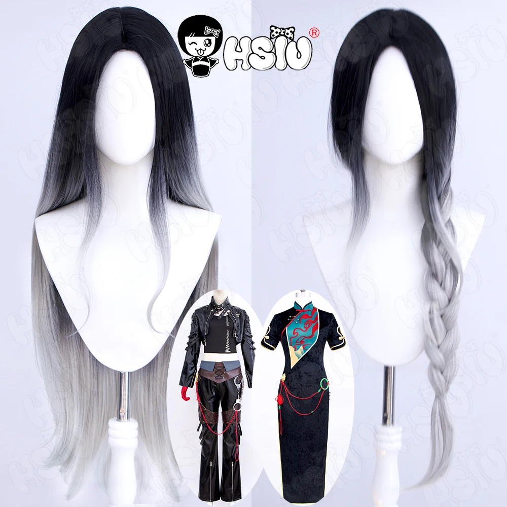 

Angell Cosplay Wig Costume Fiber synthetic wig Game Path to Nowhere Cosplay Wig「HSIU 」Black Gradient White Long Wig+Wig Cap