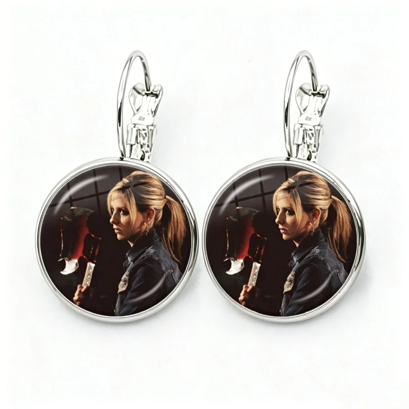 Glass Horror TV Series Buffy The Vampire Slayer Women Dangle Earrings Fashion Drop Earrings Glass Cabochon Lady Earrings Jewelry