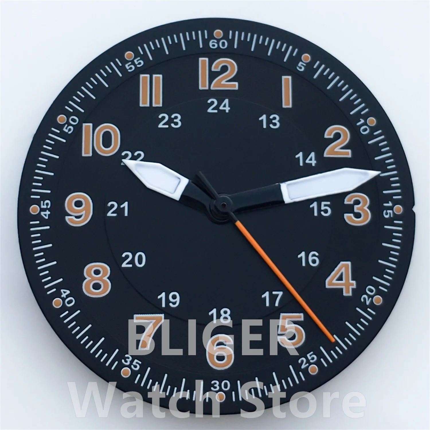 BLIGER 29 มม.คลาสสิกปราศจากเชื้อ Pilot สีดํานาฬิกา Dial สําหรับ NH35 NH36 ETA2824 2836 PT5000 การเคลื่อนไหว Part มือชุด