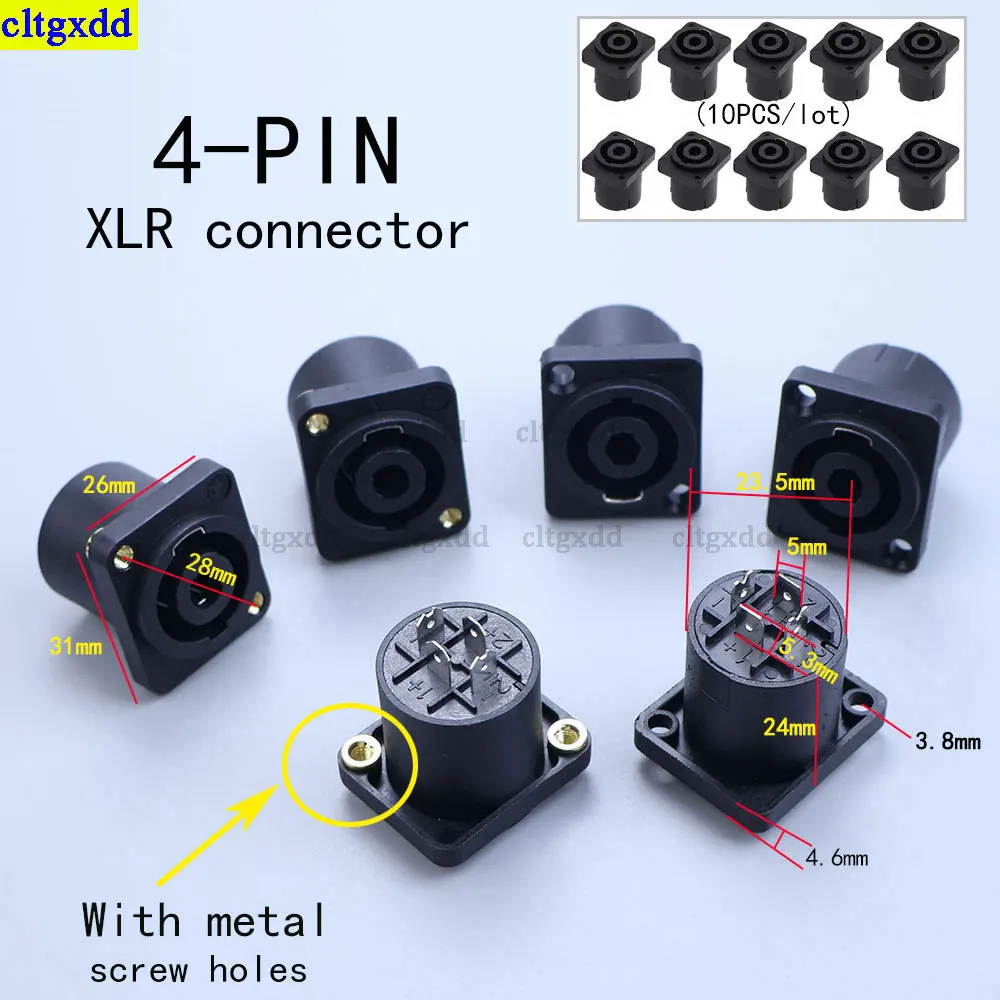 

Cltgxdd10 pieces/lot 4-pin Speakon female socket XLR connector, audio speaker amplifier, video cable, square adapter