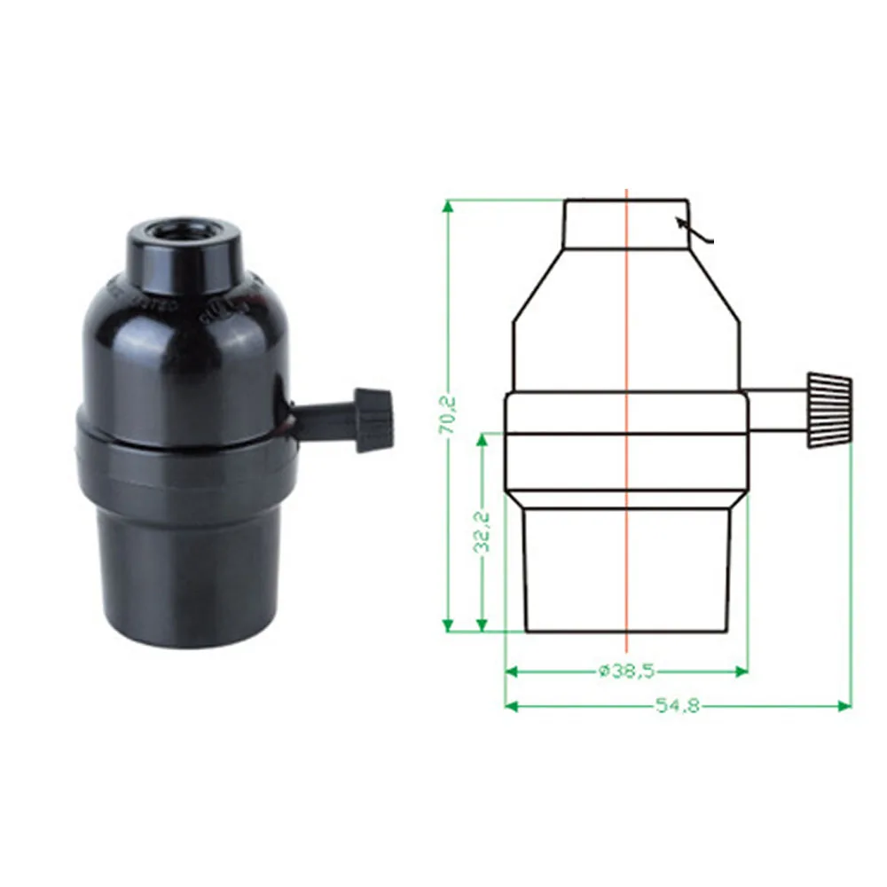 1 pz E27 portalampada in bachelite a mezzo dente con interruttore a manopola lampada da tavolo base lampada da terra bronzo nero