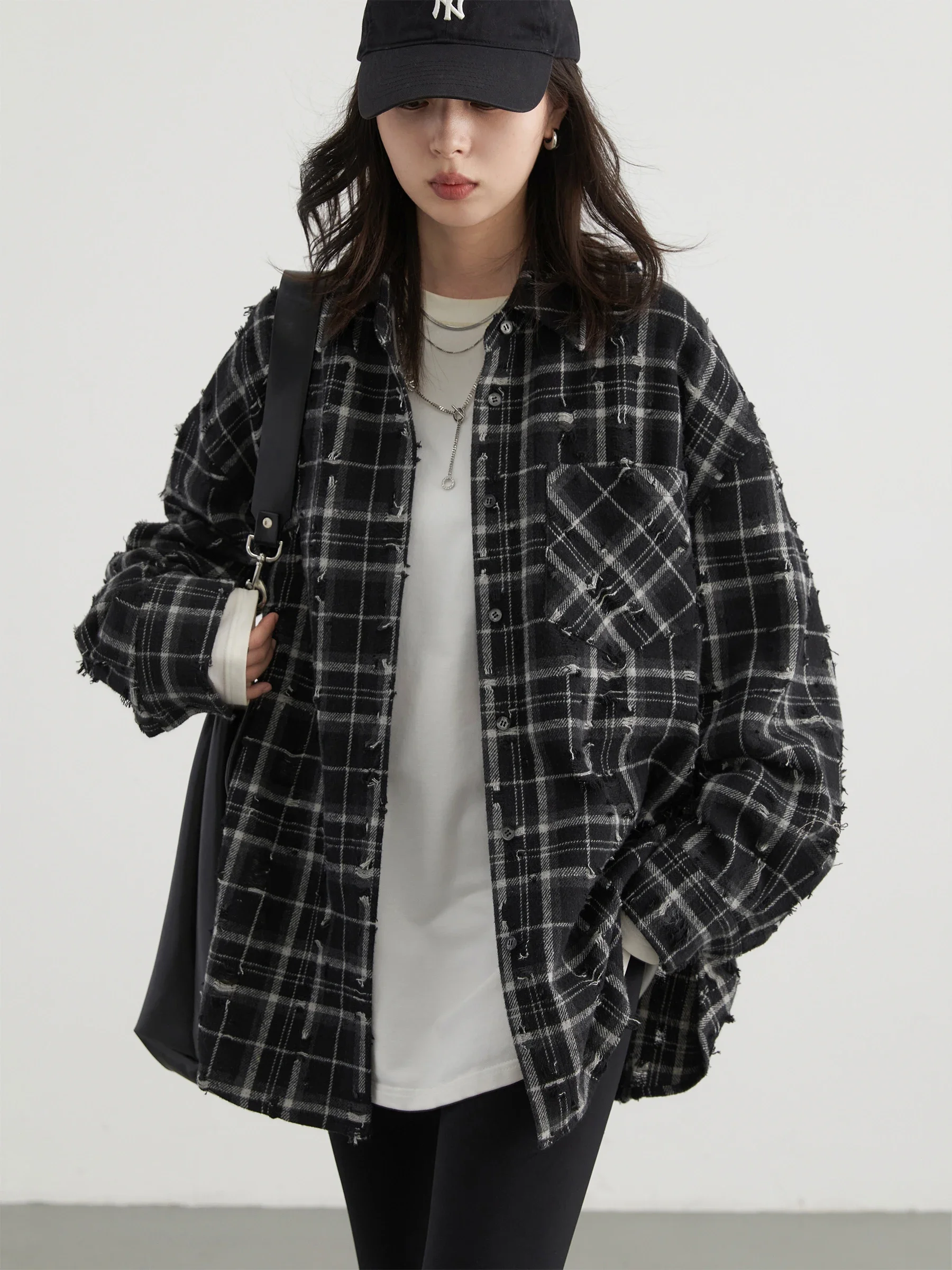 CHIC VEN Women Shirt Loose Long Sleeve Single Breasted Plaid Blouses Female Oversized Shirts Autumn 2024