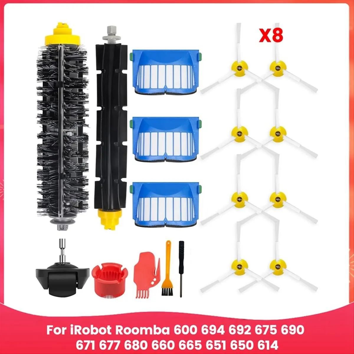 Repuestos AD11 para IRobot Roomba Serie 600 (694, 692, 675, 690, 671, 677, 680, 660, 665, 651, 650) y Serie 500, Cepillos y Filtros