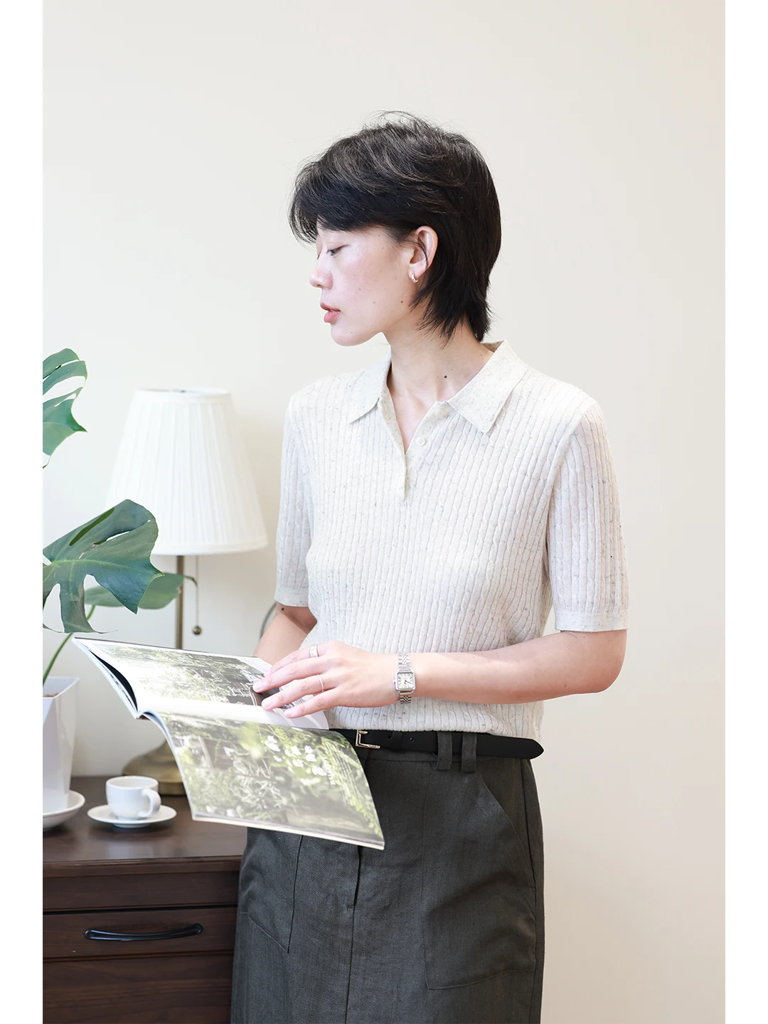 

Женский модный универсальный вязаный топ из шерсти и льна с простым дизайном, стандартный крой, однотонный