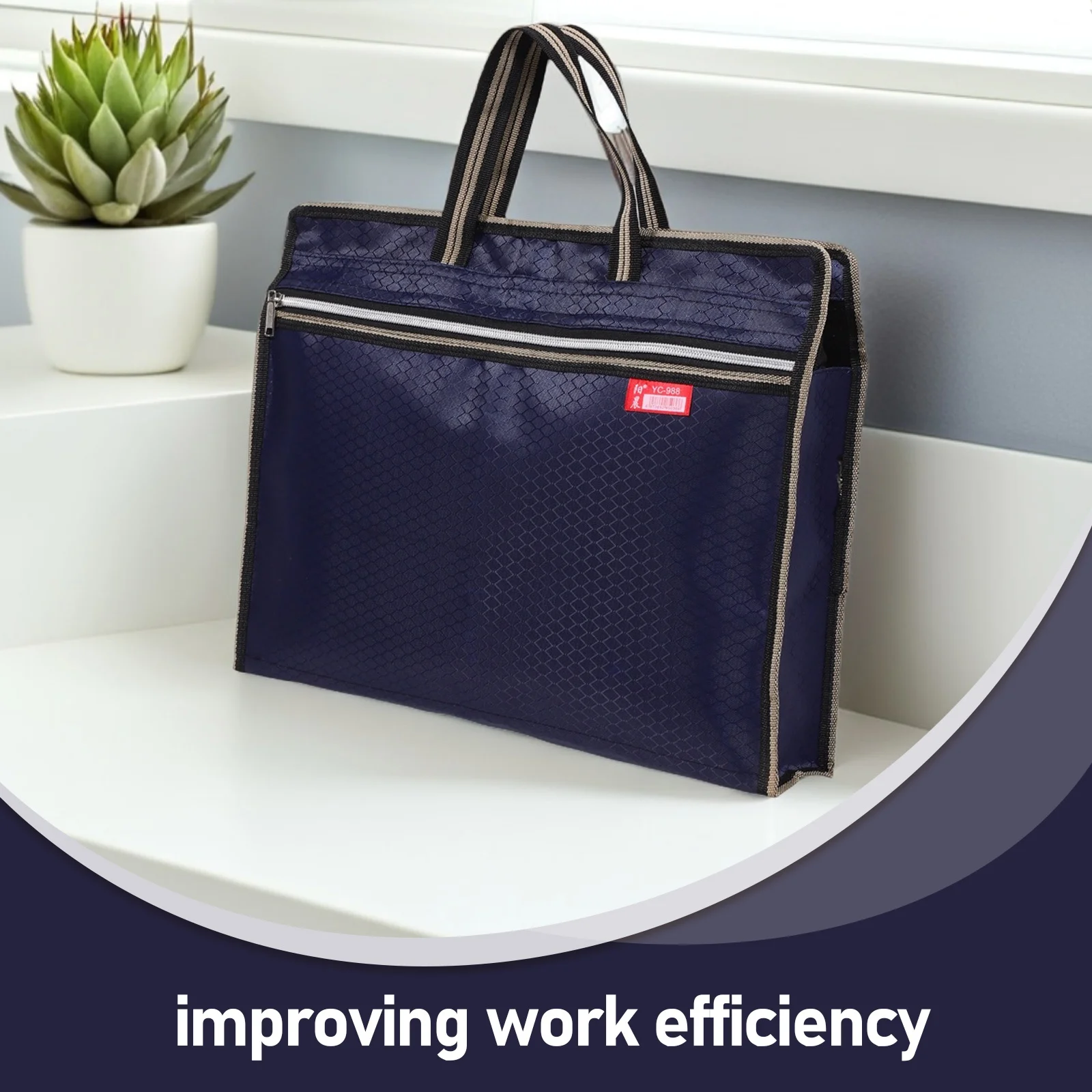 Large Capacity Portable Document Bag Oxford File Folder Bag Waterproof Laptop Storage Organizer Briefcase For Business Office