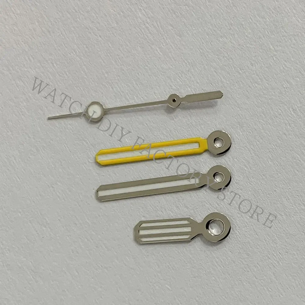 4 Hands Green Luminous Watch Hands Colour Blocking Silver Yellow Needle for NH35/NH36/4R/7S Movements Watch Repair Accessories