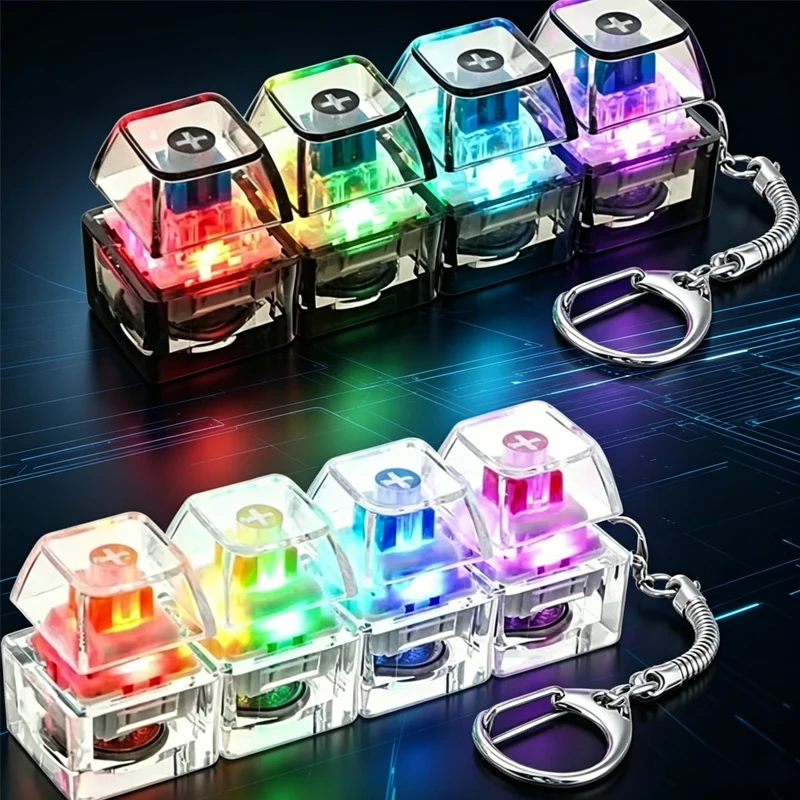 LED Keyboard Keychain Fidget Toy Crystal Clicker Sensory/* Toy for Stress Relief Keyboard .Keychain Fidget Gadget for Adults Kid