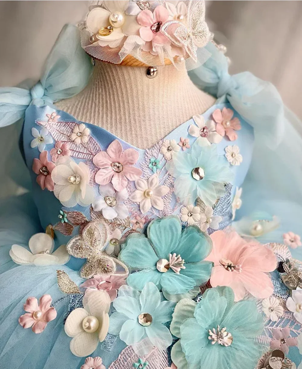 

0-6-year-old luxurious and elegant butterfly girl princess dress formal anniversary celebration fluffy dress model art performan