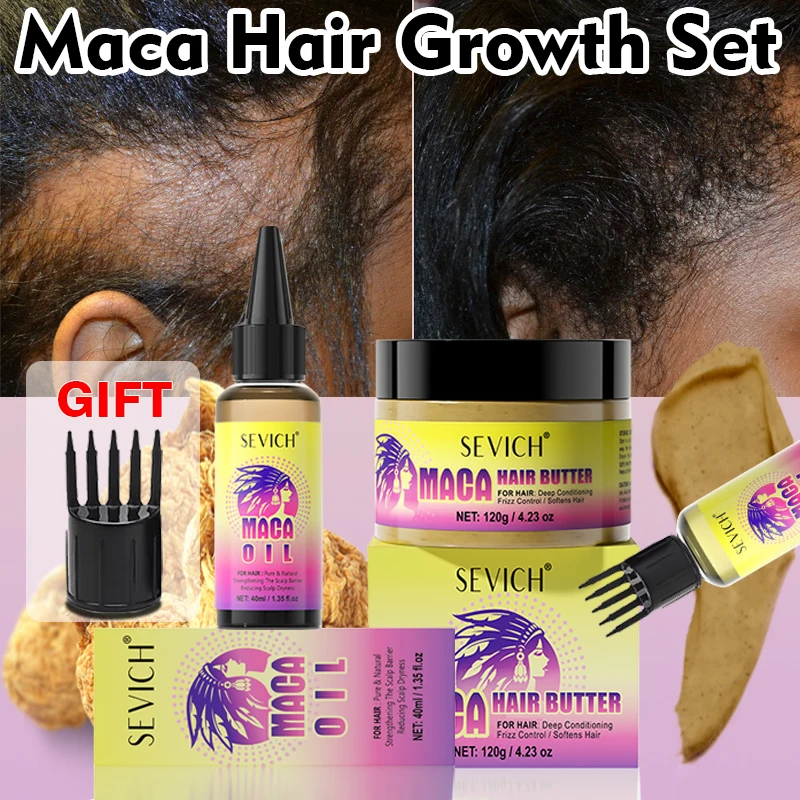 Maca Power Hair Growth Oil Maca Powder Butter Hair Mask Castor Oil Maca Root Hair Oil Keratin Anti-Hair Loss Hair Care Products