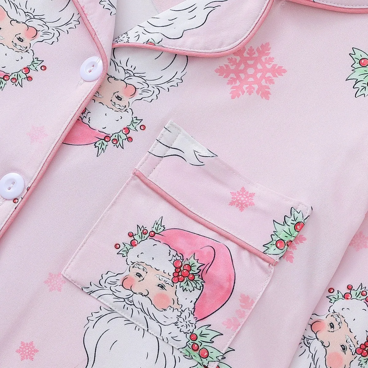 Ensemble pyjama père noël pour femmes, chemise de nuit rose, manches longues, hauts et pantalons, vêtements de maison, vêtements de nuit pour fête de noël, automne