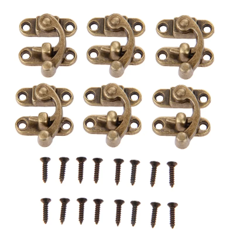 6 pezzi scatola di legno Vintage chiusura a scatto decorativa lucchetto lucchetto gancio Hasp fibbia antica in legno con viti in lega di zinco 29*33MM