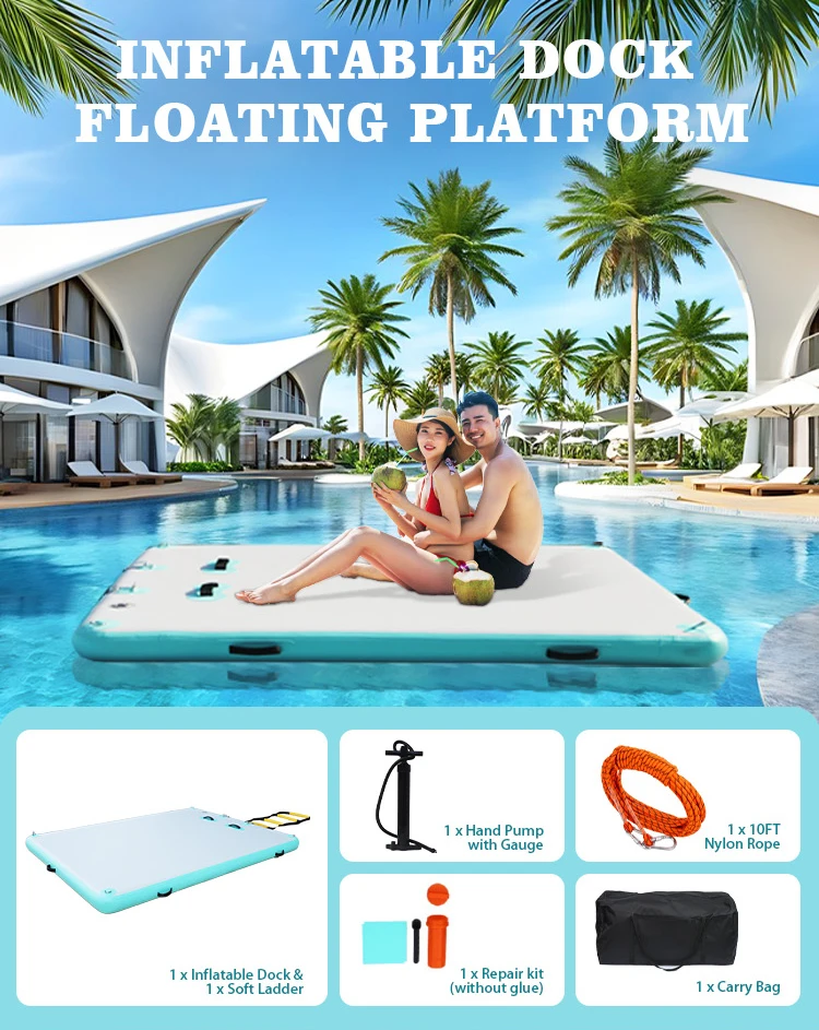7x5ft Inflatable Floating Dock Platform 6 Person River Use High Quality  Material CE Certified Custom Logo